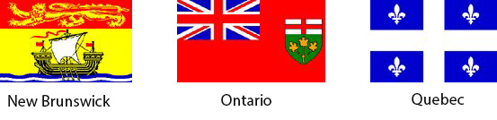 Flags of New Brunswick Ontario Quebec