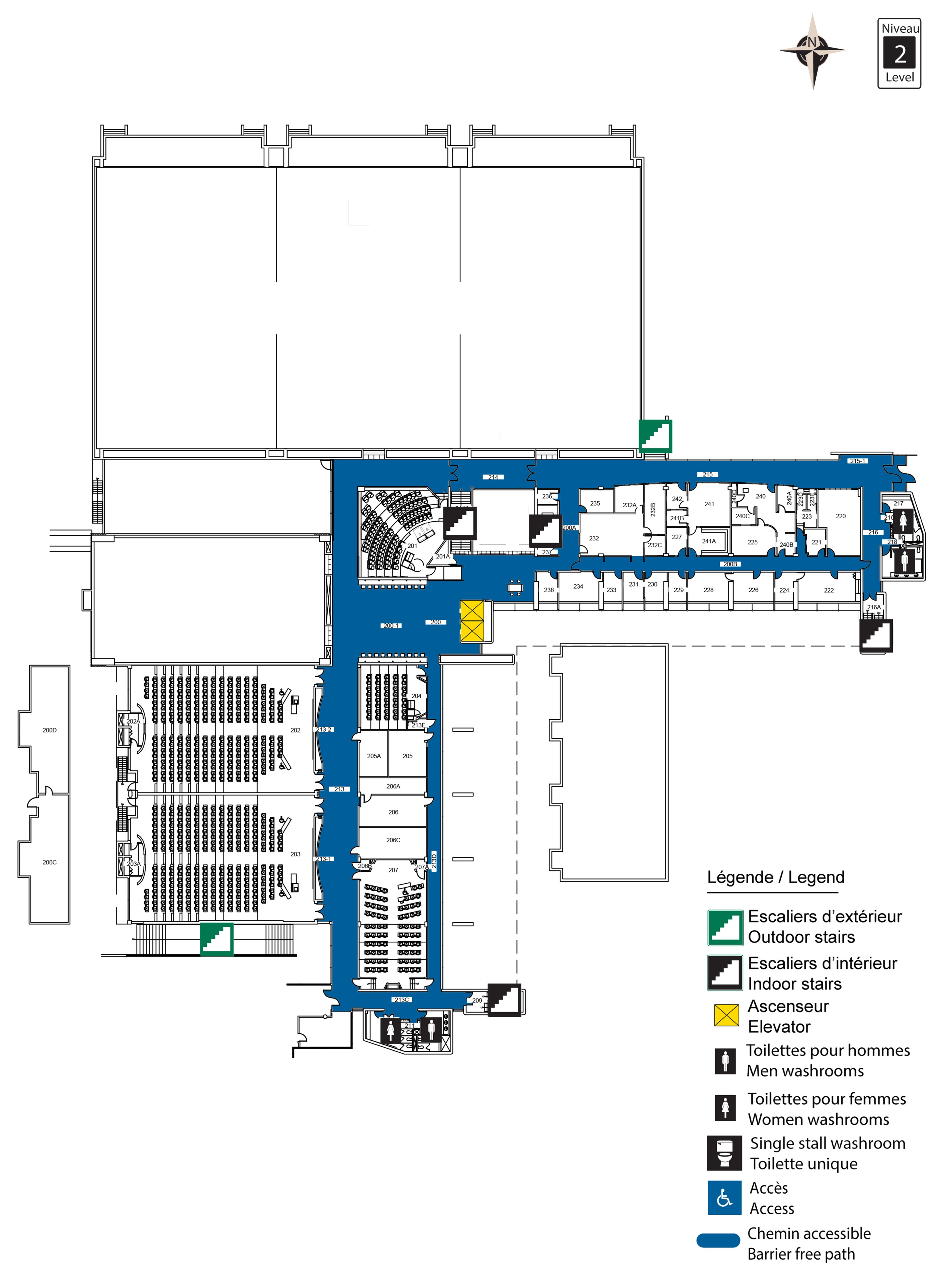 Plan d'accès au niveau 2 du MNT