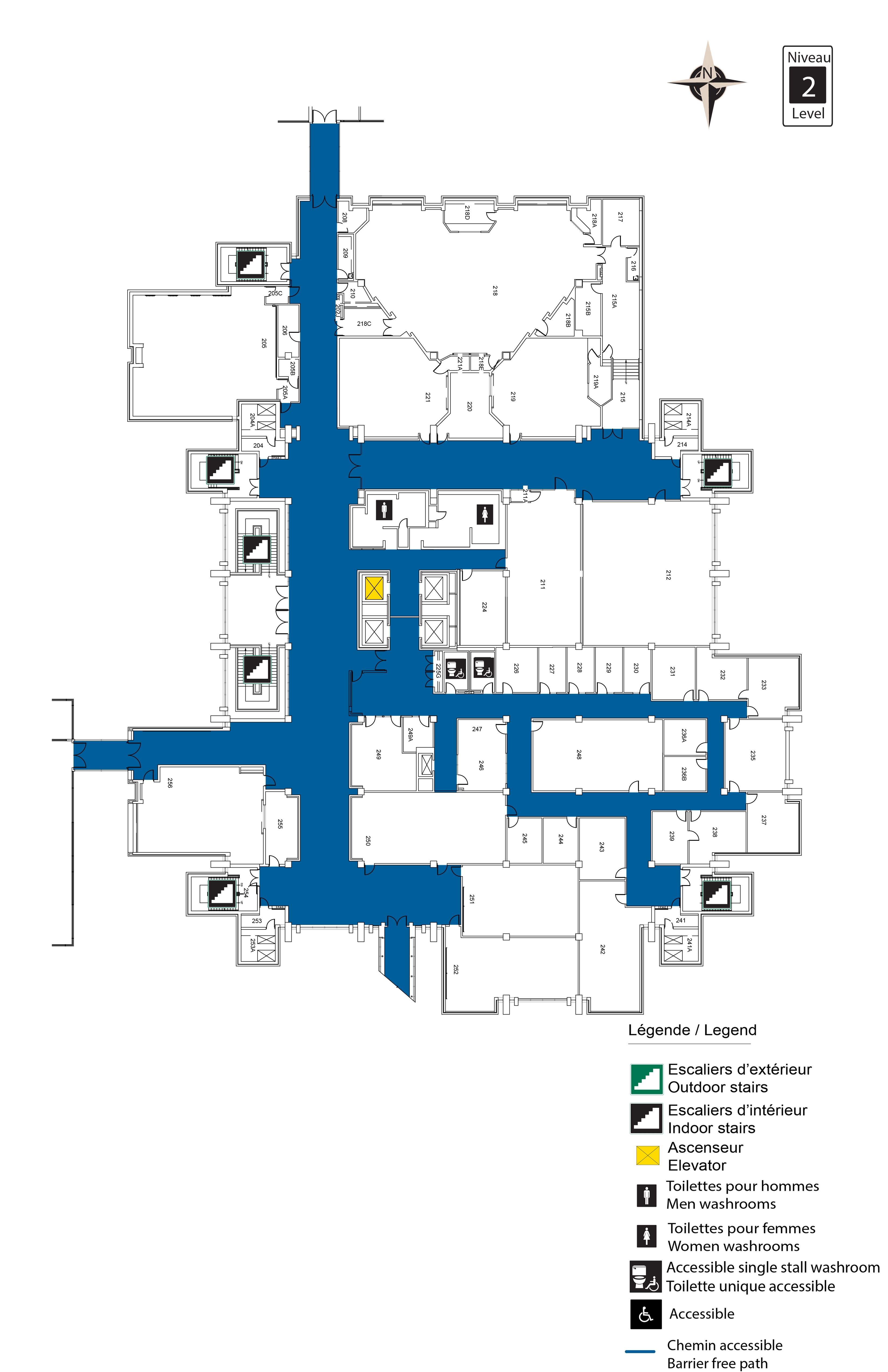 Plan d'accès au niveau 2 du MRT