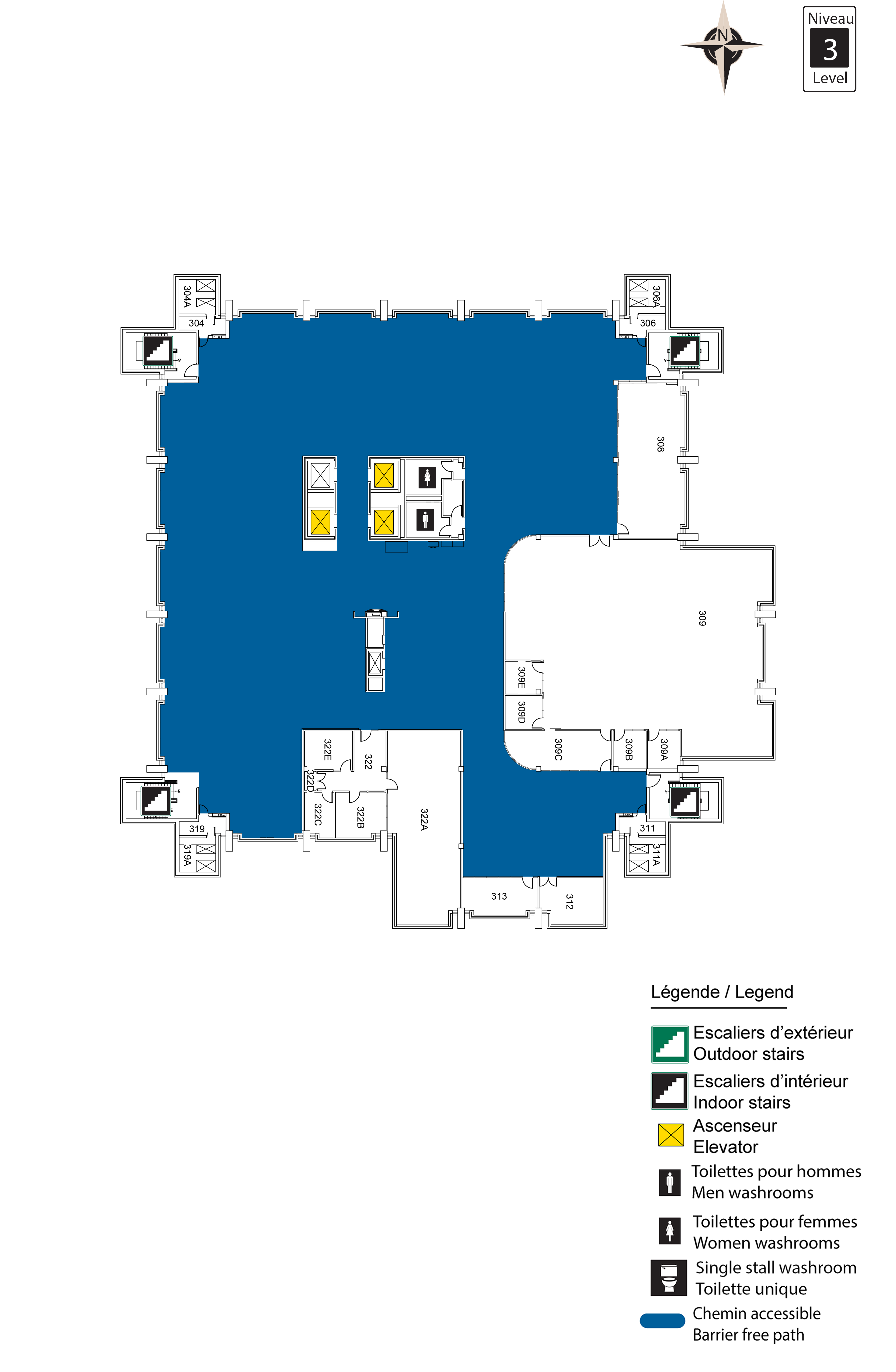 Plan d'accès au niveau 3 du MRT