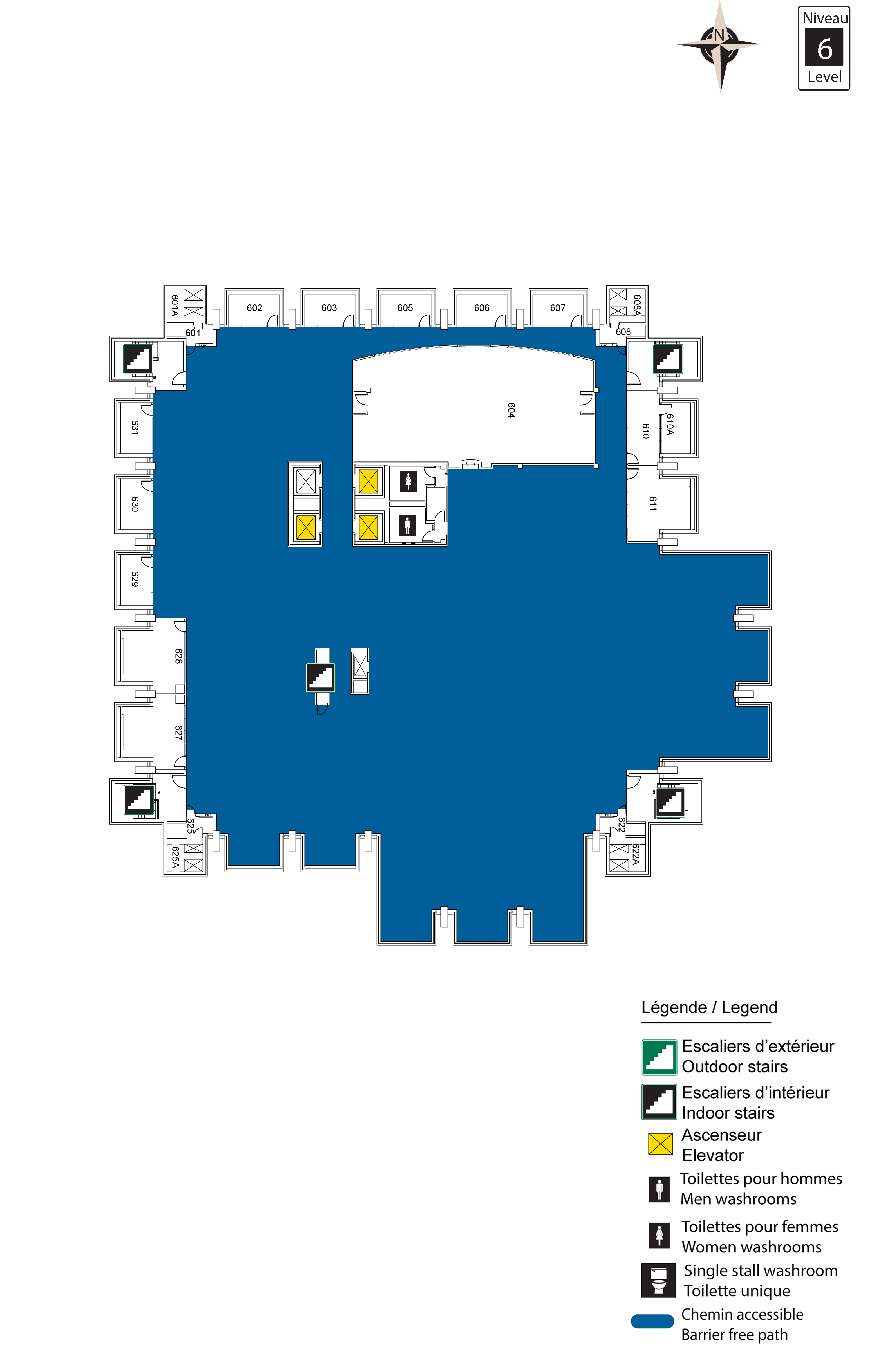 Plan d'accès au niveau 6 du MRT