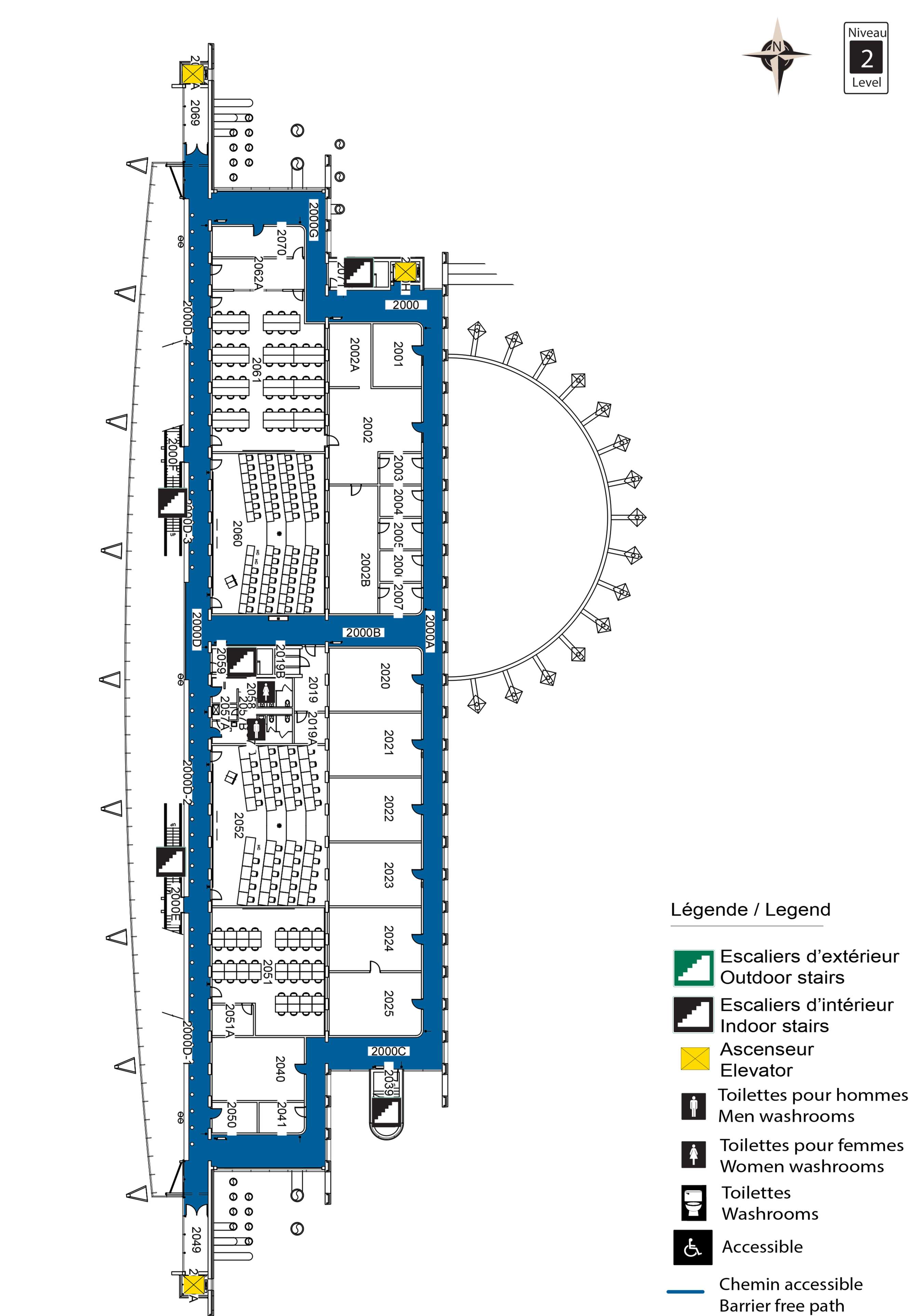 Carte accessible du niveau 2 de l'EST