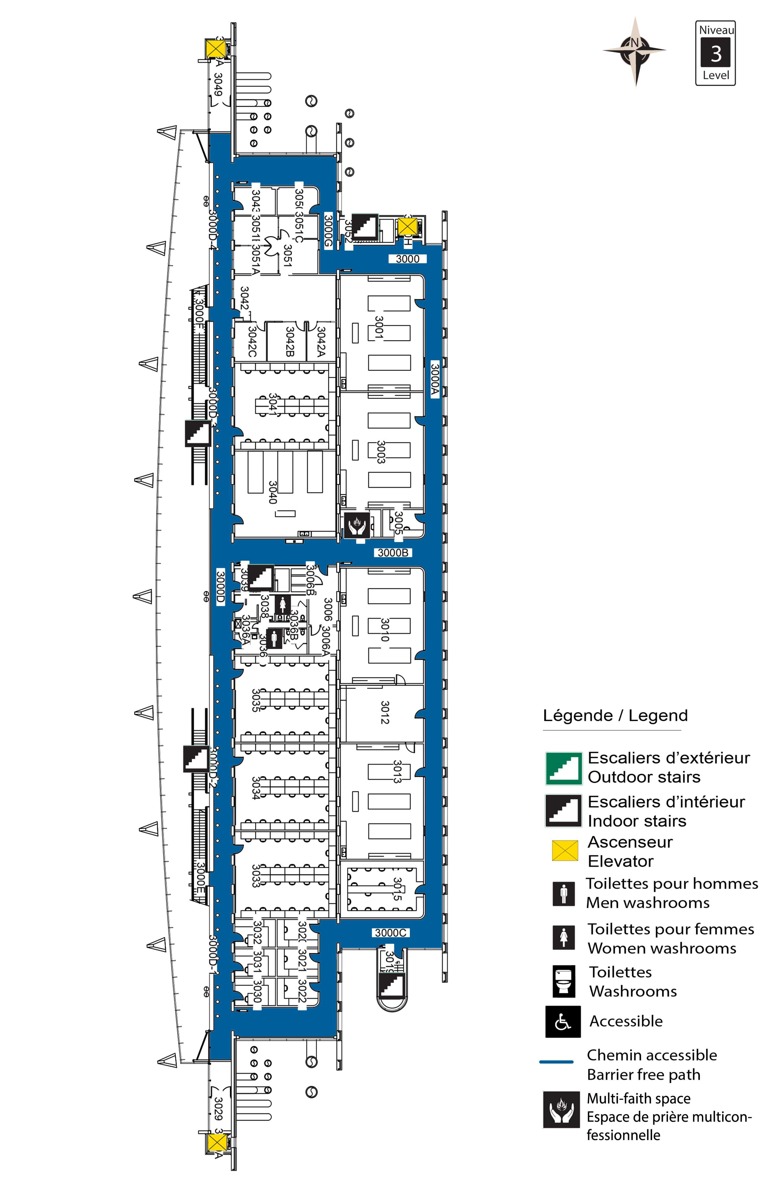 Carte accessible du niveau 3 de l'EST