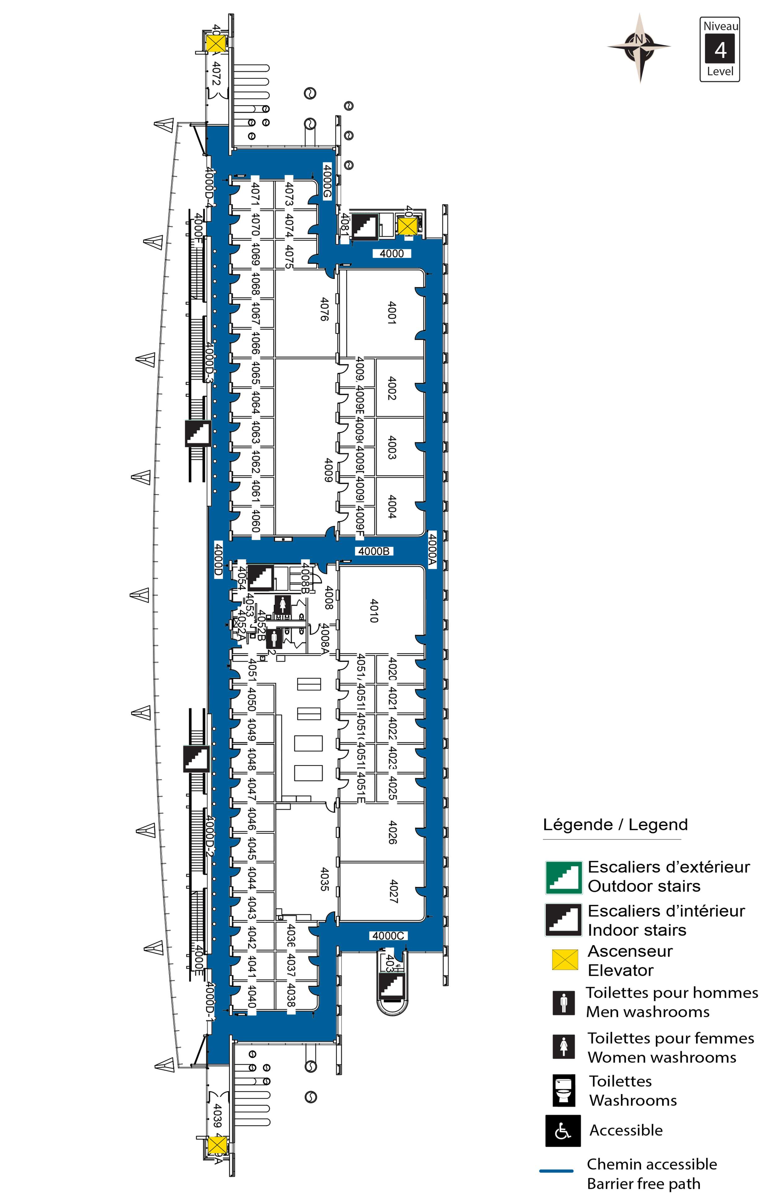 Carte accessible du niveau 4 de l'EST
