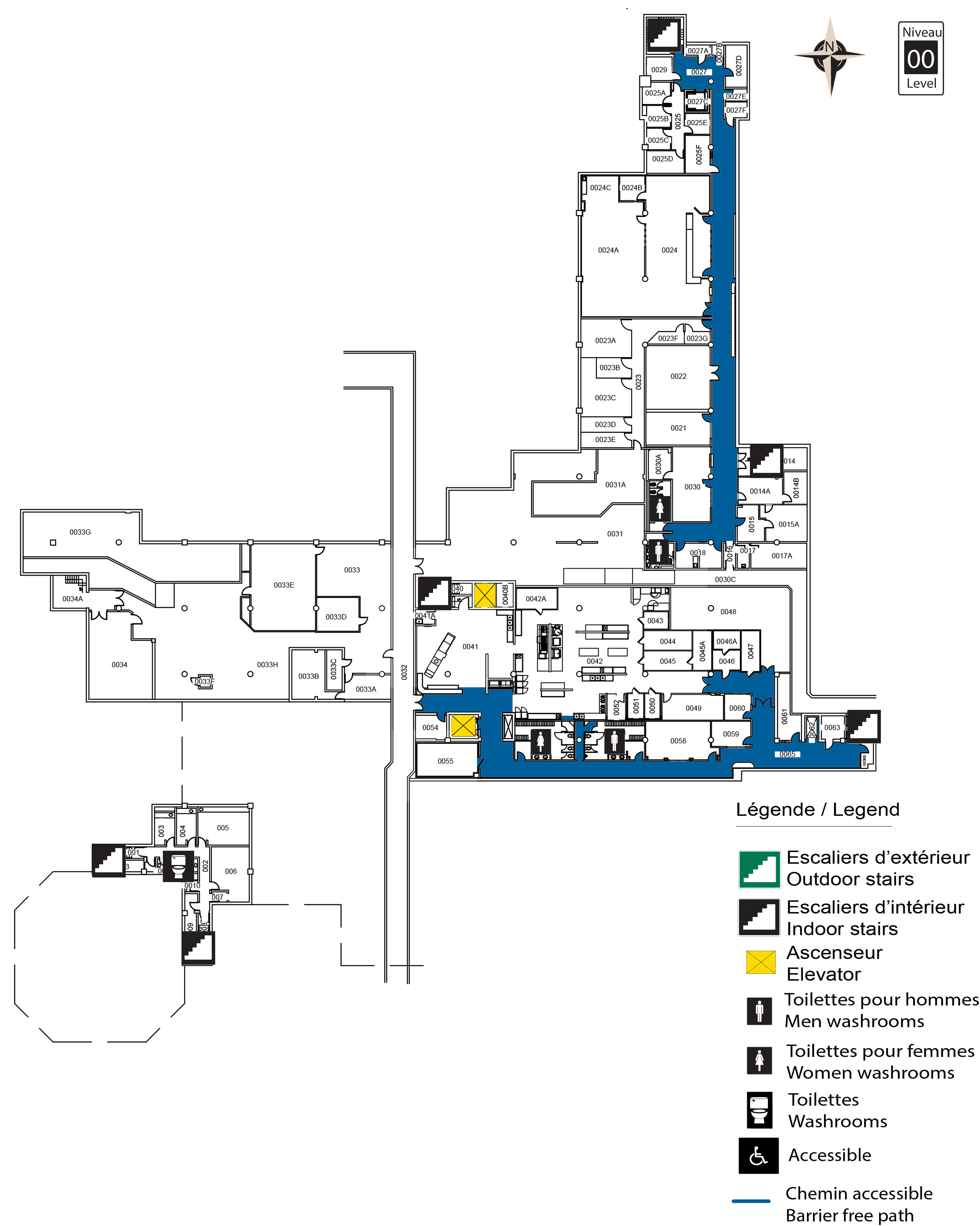 Plan d'accès au niveau 00 du UCU