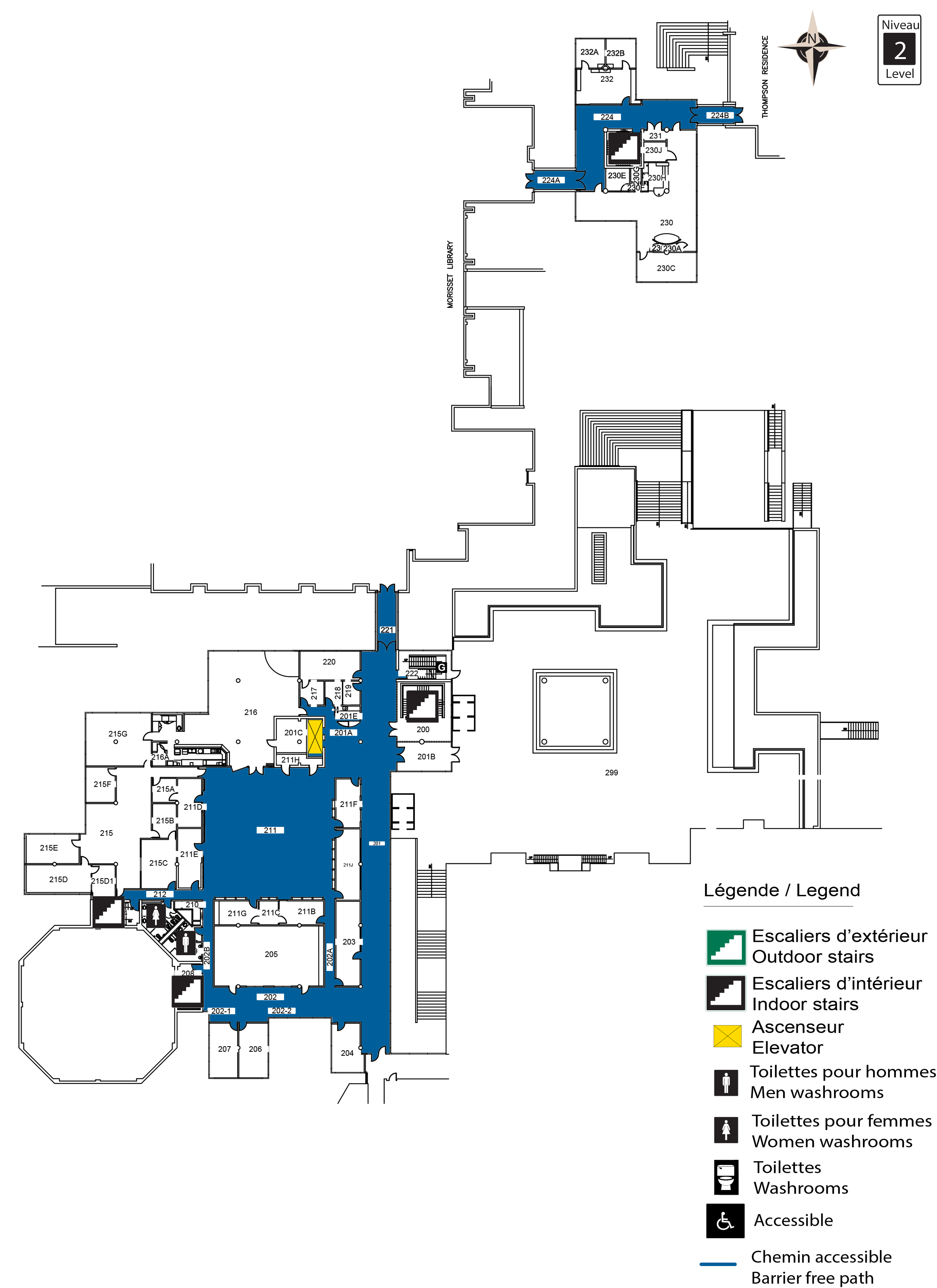 Plan d'accès au niveau 2 du UCU