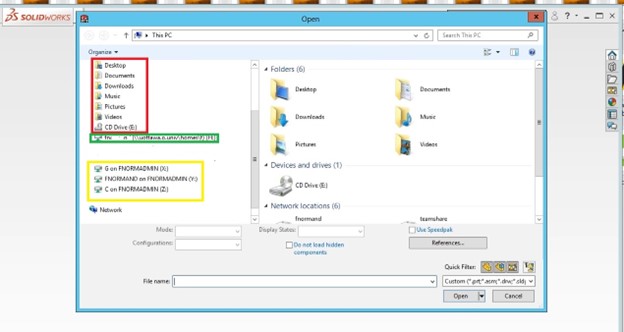 Capture d'écran de l'interface solidworks