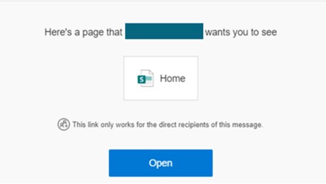 Capture d'écran de message- notification provenant de SharePoint Online