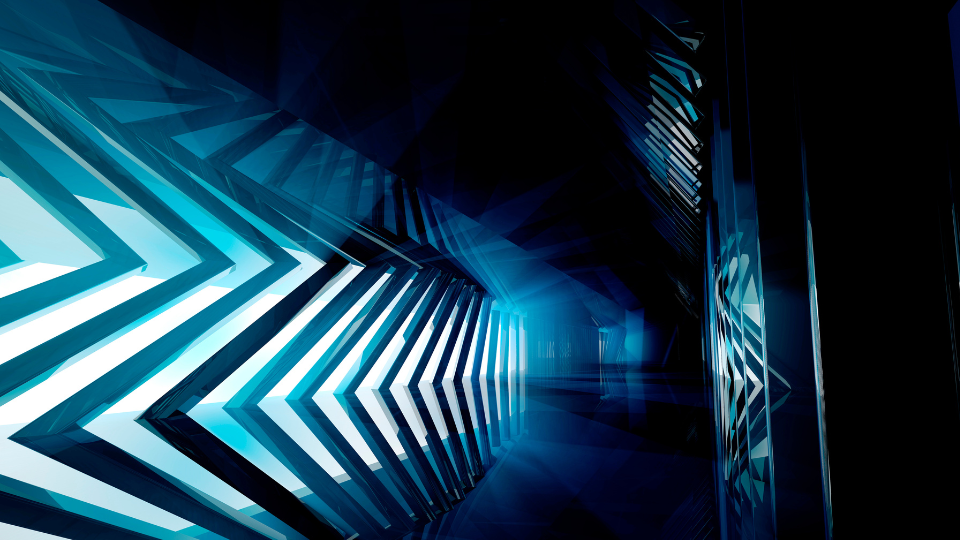 corridor abstrait numérique blue claire et sombre