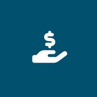 Icon of a hand holding a money symbol
