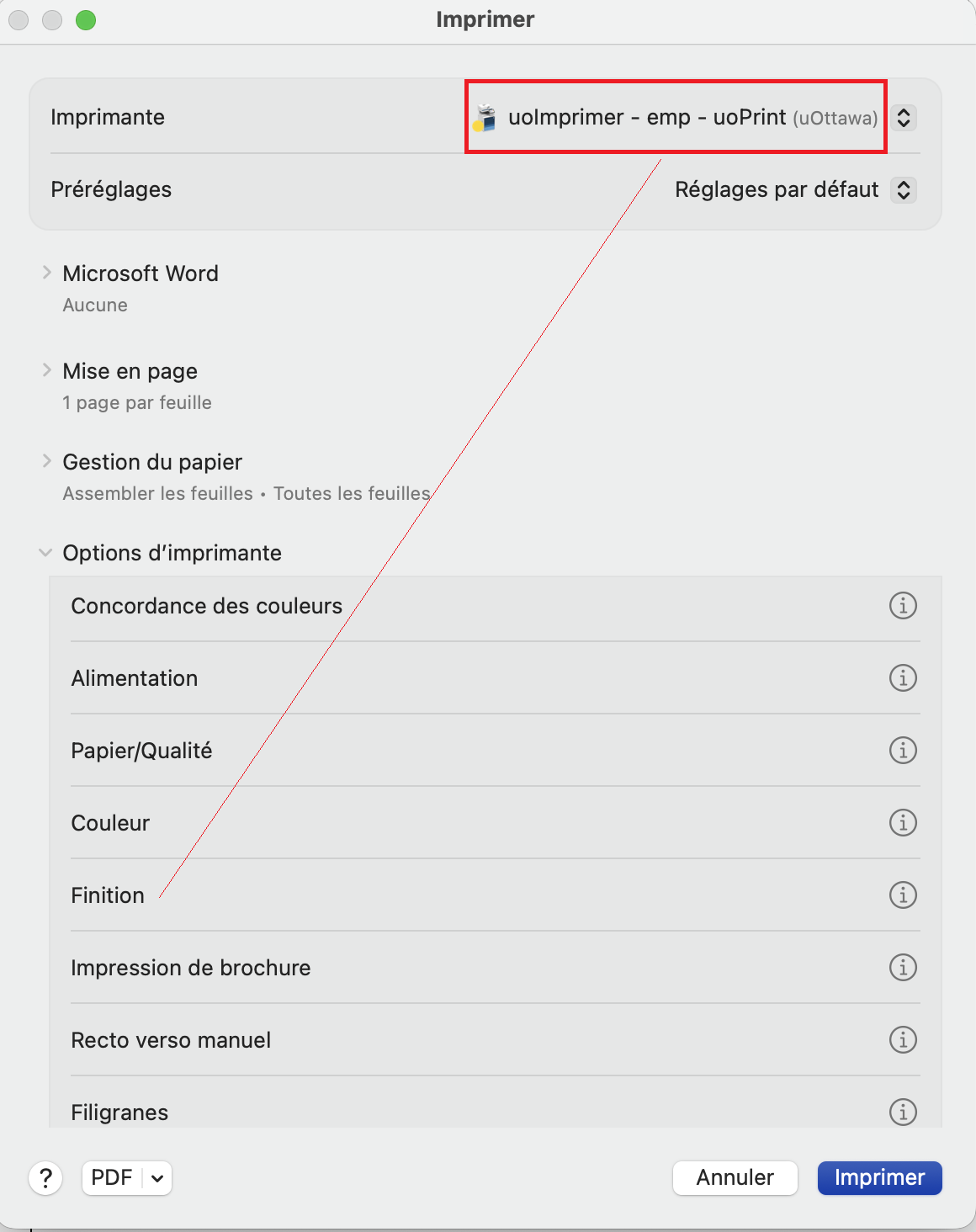 Fenêtre d'agrafage pour macOS