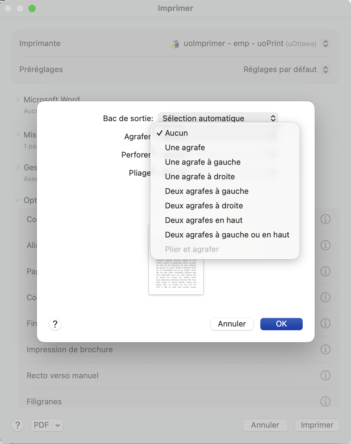 Capture d'écran de la gestion de papier pour macOS