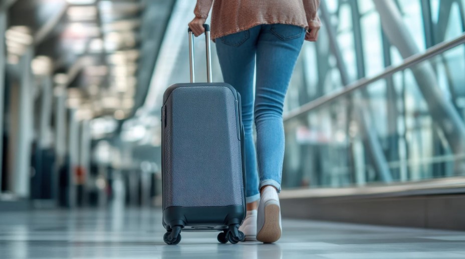 Personne tirant sa valise dans l'aéroport