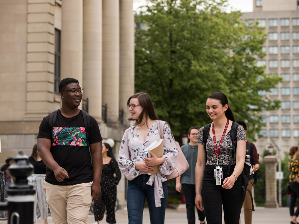 students walking on campus
