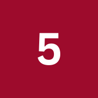 chiffre 5 sur fond rouge