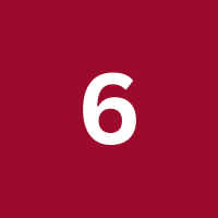 chiffre 6 sur fond rouge