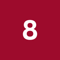 chiffre 8 sur fond rouge
