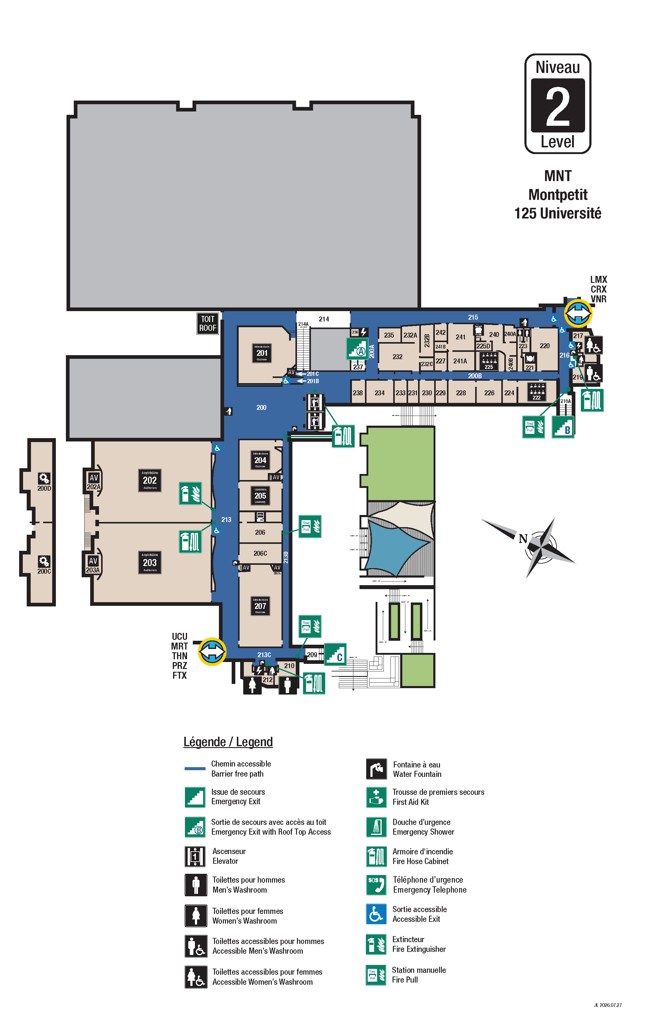 Plan d'accès au niveau 2 du MNT