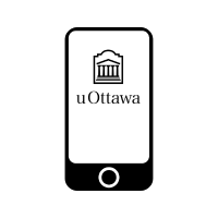 Téléphone avec le logo de l'université d'Ottawa à l'intérieur.