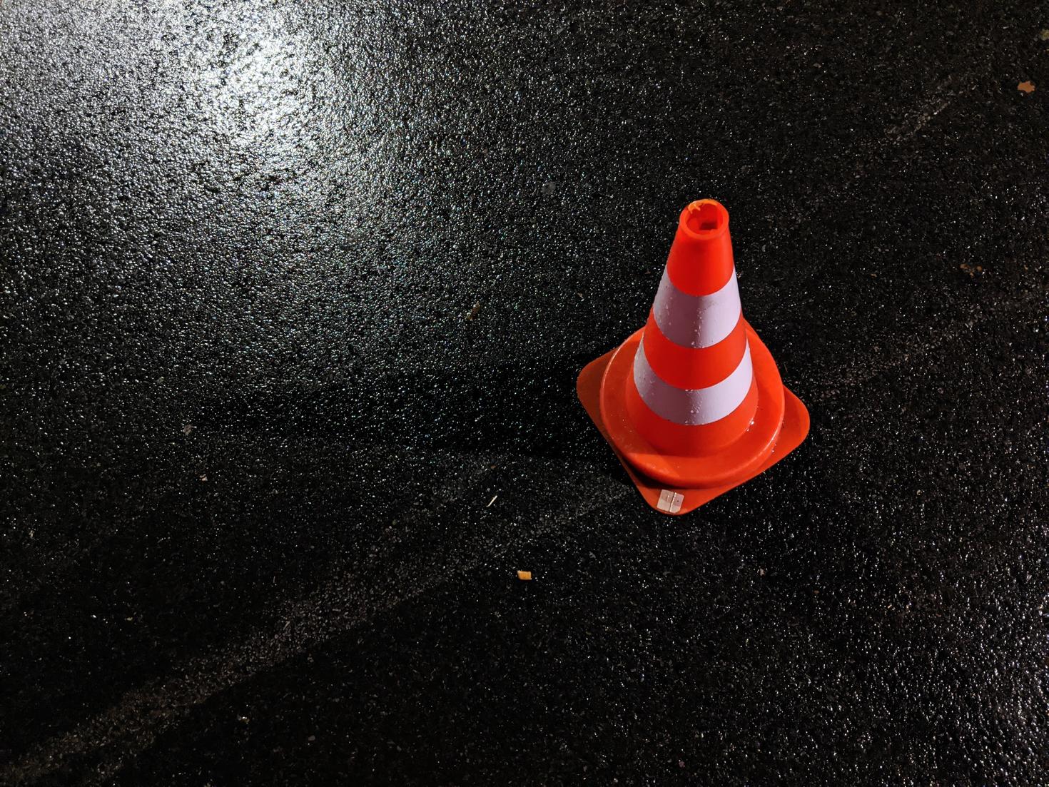 traffic cones on pavement