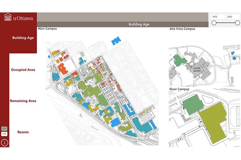 Capture d'écran d'une carte de données créée avec la plateforme de données de l'Université d'Ottawa.