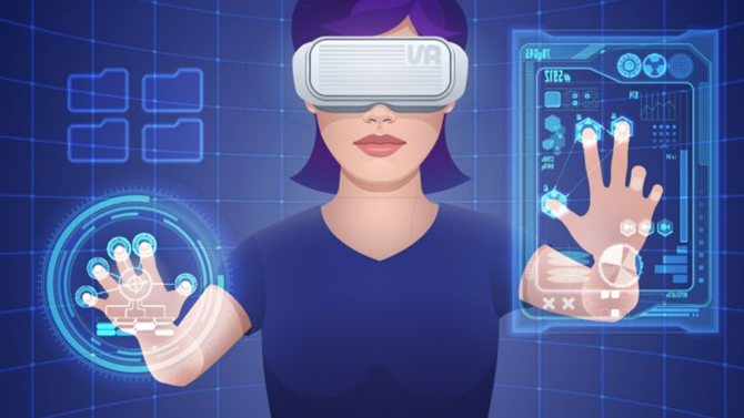 Illustration de quelqu'un utilisant un casque de réalité virtuelle.