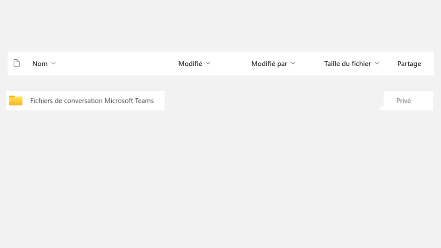 Capture d'écran du dossier dans lequel  les fichiers teams sont stockés, Interface avec dossier jaune 