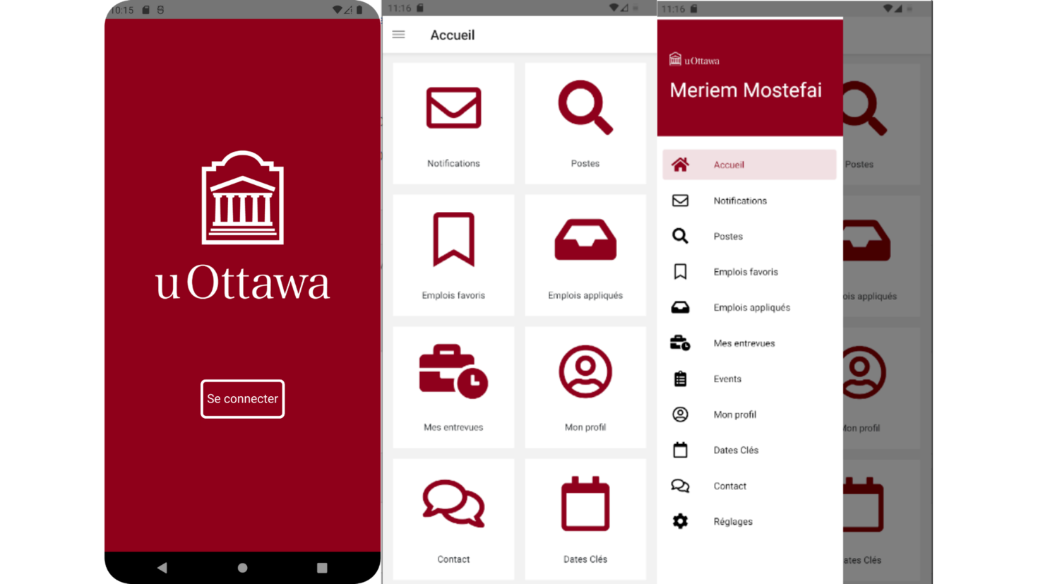 Interface de l'application
