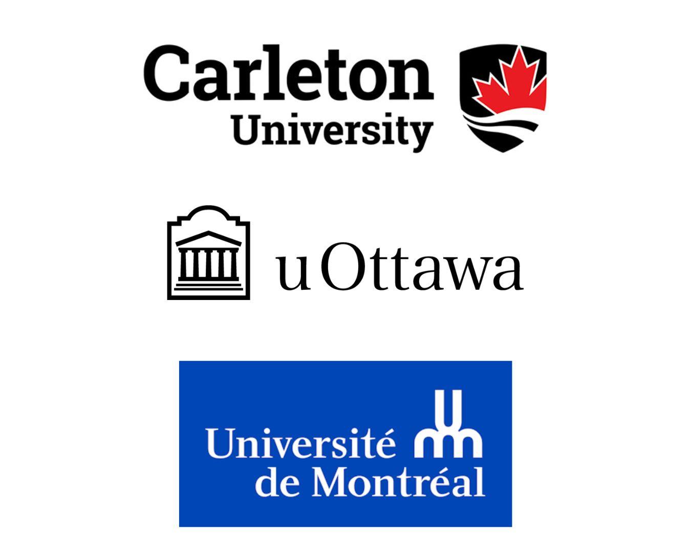 Carleton University, uOttawa and Université de Montréal logos.
