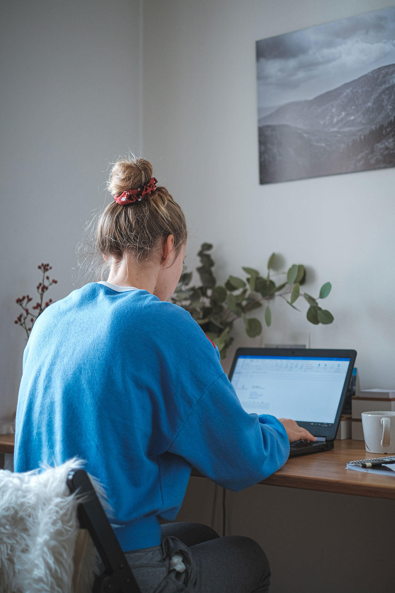 female working on laptop
