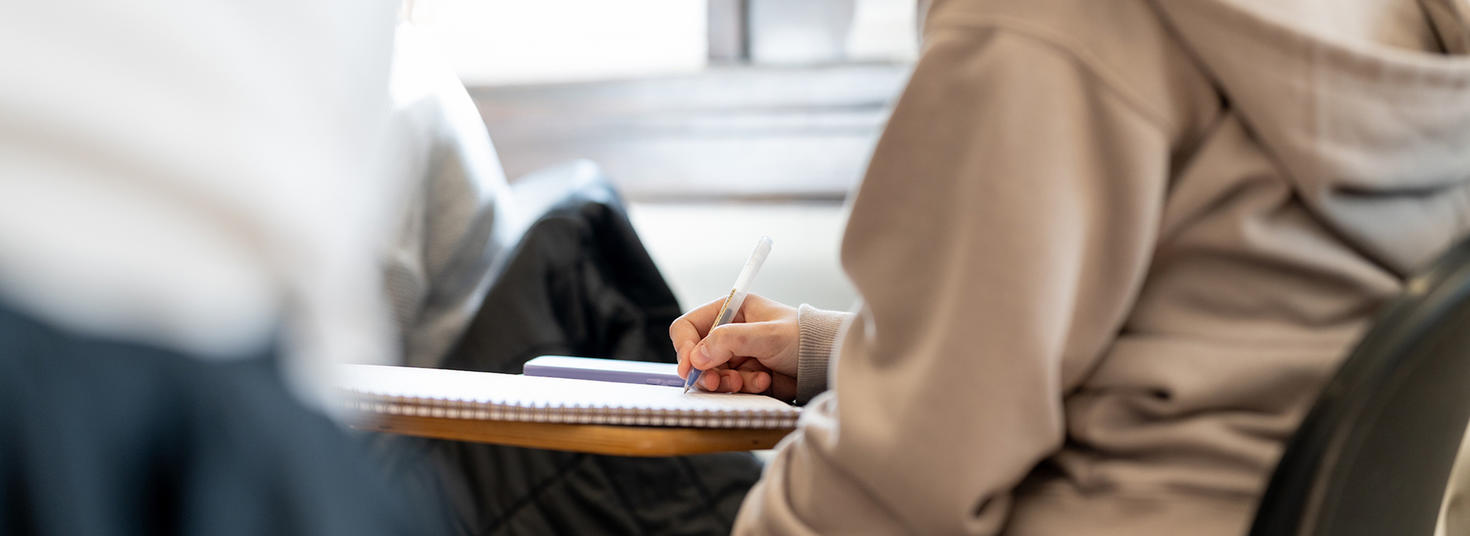 student writing