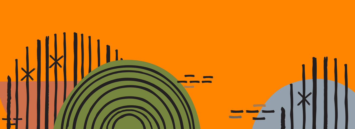 Arrière plan orange avec des formes décoratives