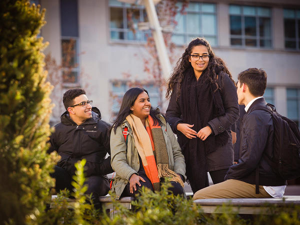 Students sitting outside