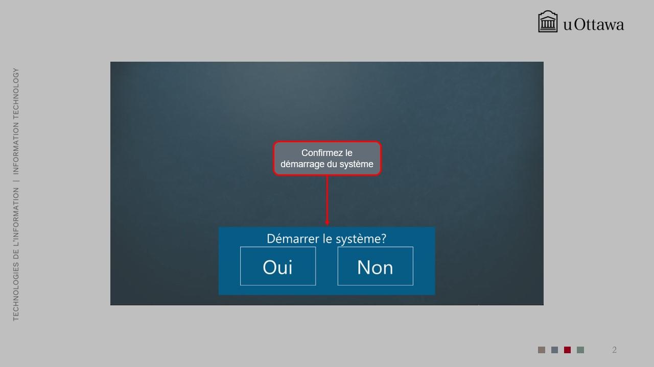 Écran de confirmation demandant si le système doit être démarré, avec les options Oui et Non.