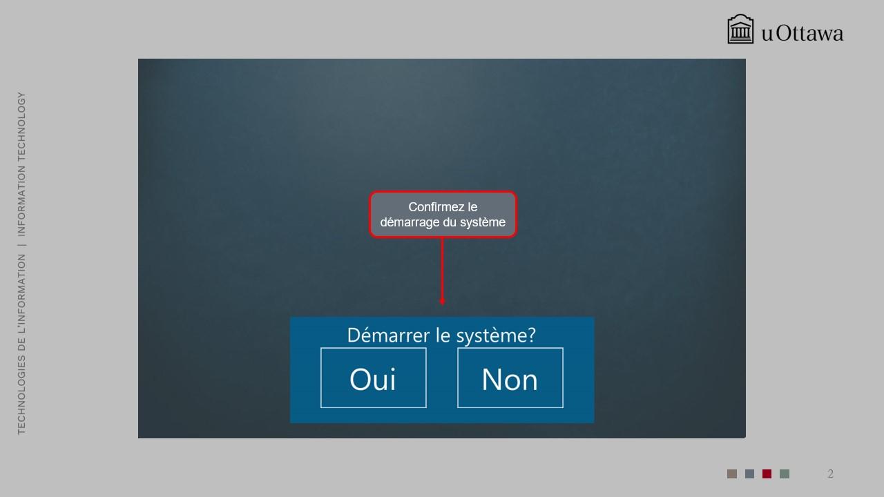 Écran de confirmation demandant si le système doit être démarré, avec les options Oui et Non.