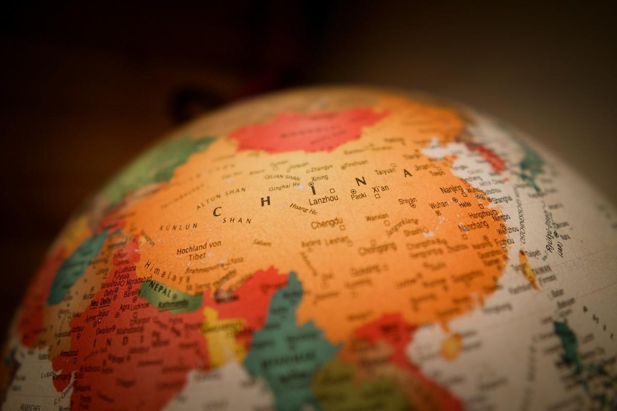 Carte de la Chine sur un globe terrestre
