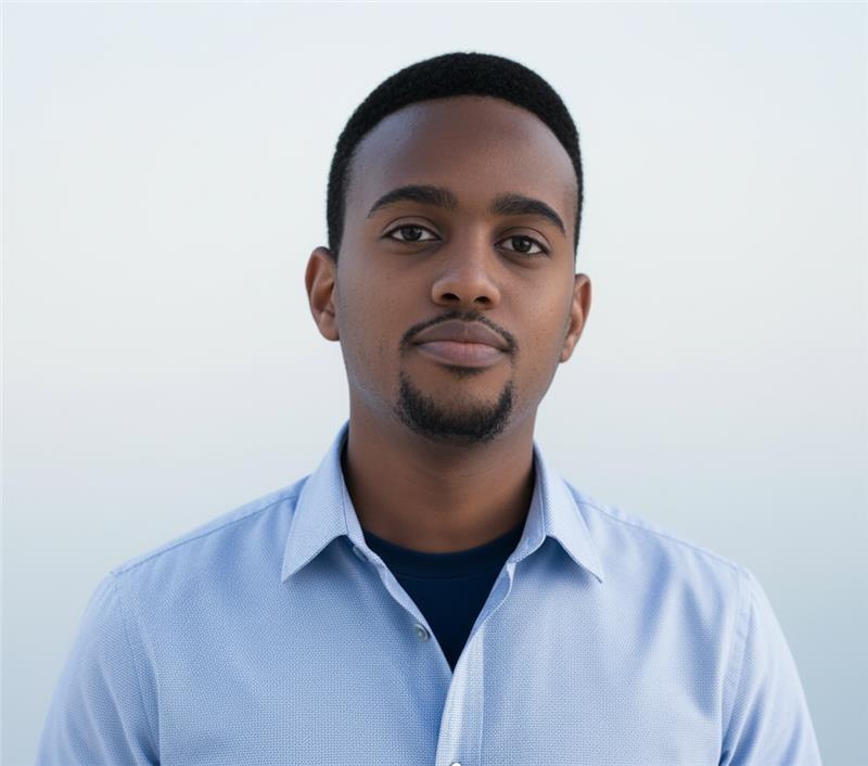 Man wearing a blue shirt
