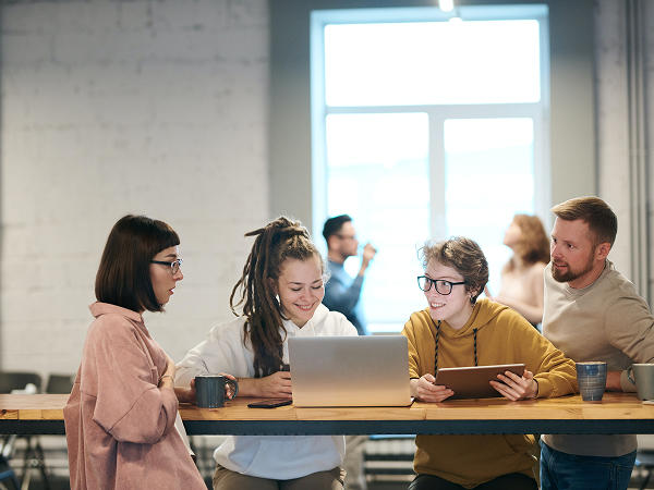 Students sitting at a table working