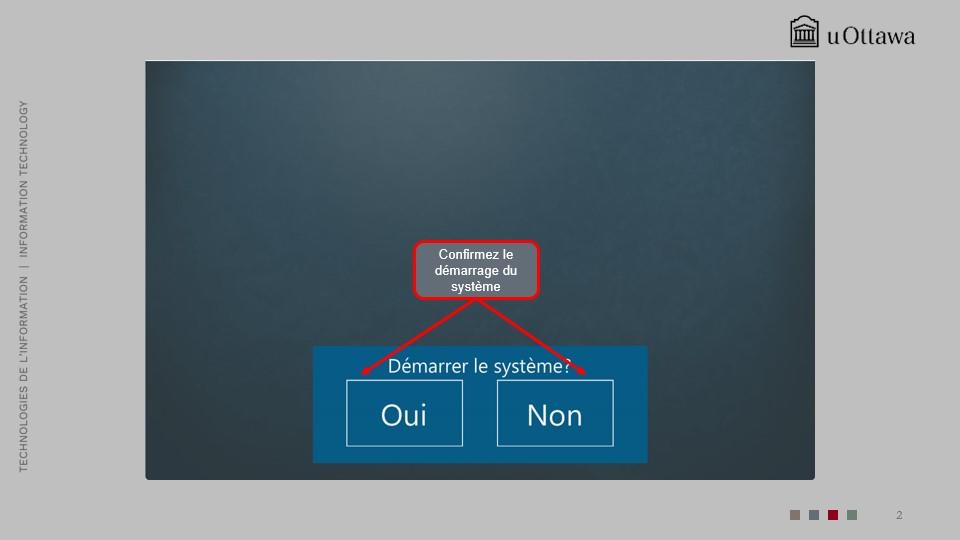 Écran de confirmation demandant si le système doit être démarré, avec les options Oui et Non. 