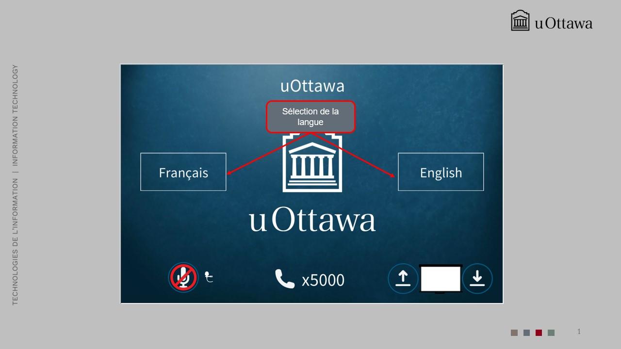 Écran de sélection de langue proposant le français et l’anglais. 