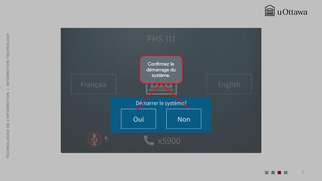 Ecran avec deux langue Anglais et Francais 