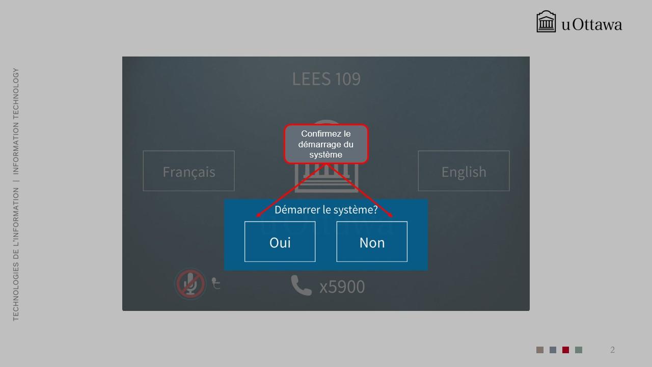 Ecran avec deux langue Anglais et Francais 
