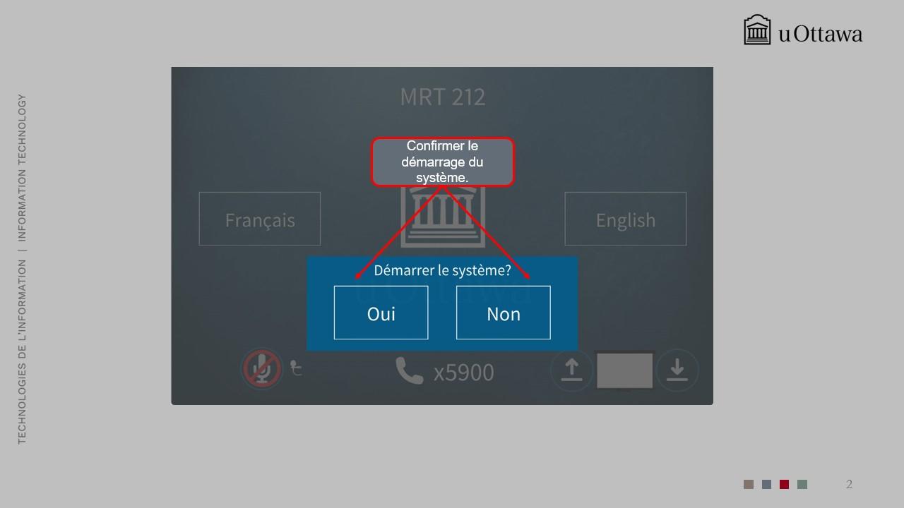 Ecran avec deux langue Anglais et Francais 