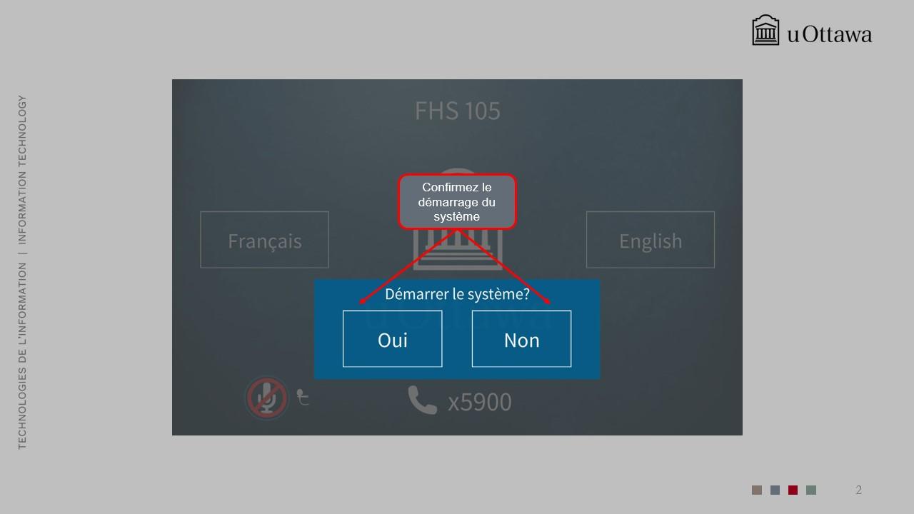 Ecran avec deux langue Anglais et Francais 