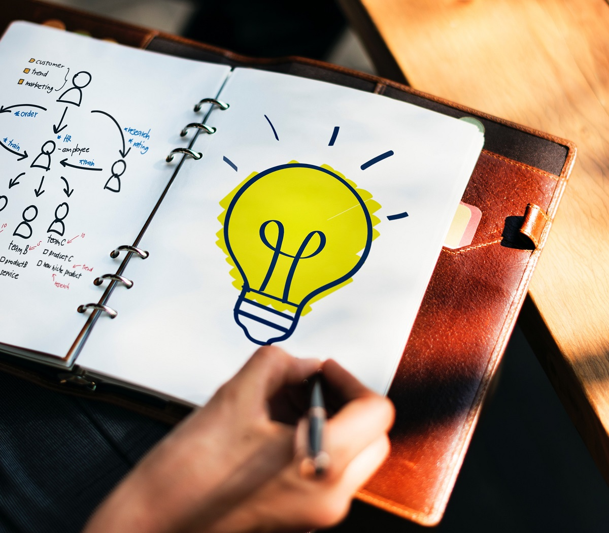 Personne créative qui dessine son idée