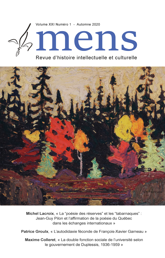 Couverture de la revue : peinture < l'huile représentant une scène automnale.