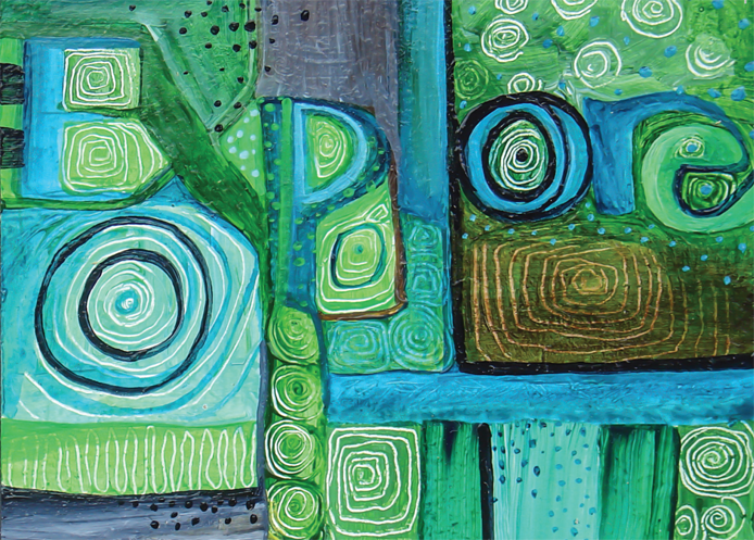 Jennifer Boudewyn - Explore, acrylique et pastel à l'huile sur carton, 4,5” x 4,5” œuvre gagnante de 2012