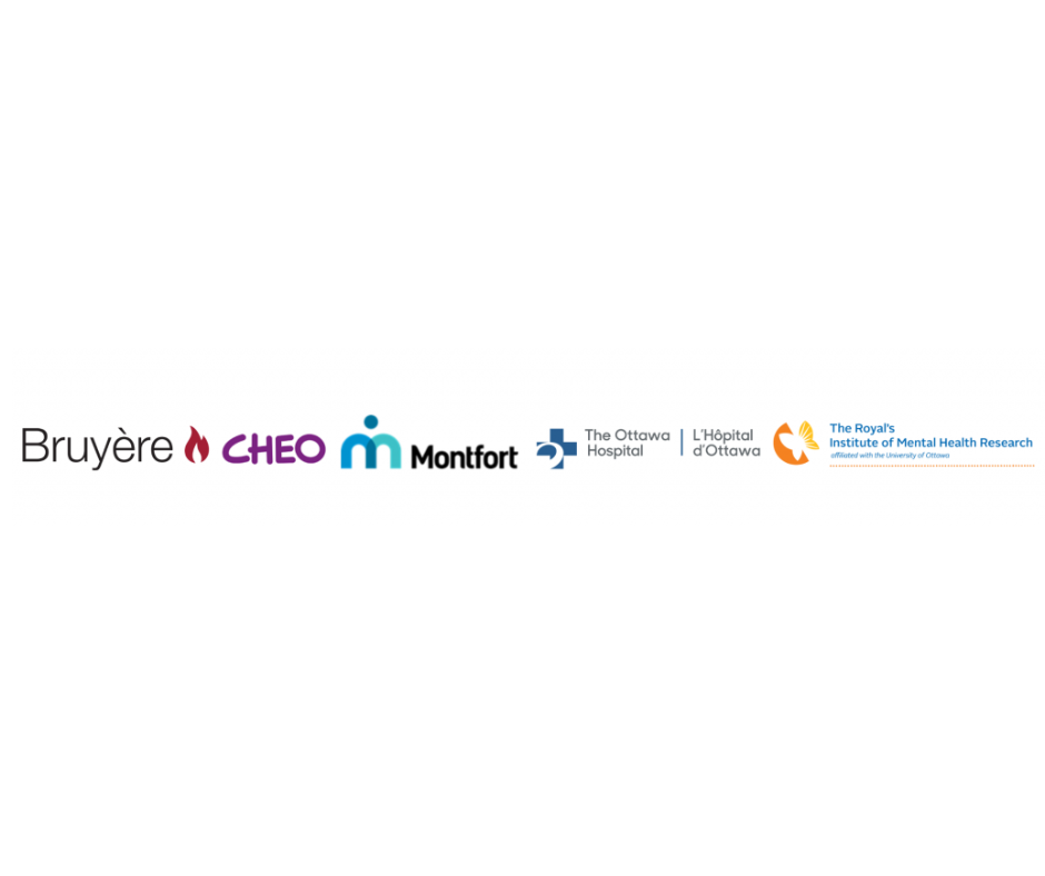 L’Hôpital d’Ottawa et l’Institut de recherche de l’Hôpital d’Ottawa, le Royal et l’Institut de recherche en santé mentale (IRSM) du Royal, Soins continus Bruyère et l’Institut de recherche Bruyère, le Centre hospitalier pour enfants de l’est de l’Ontario (CHEO) et l’Institut de recherche du CHEO, ainsi que l’Hôpital Montfort et l’Institut de recherche de l’Hôpital Montfort. 