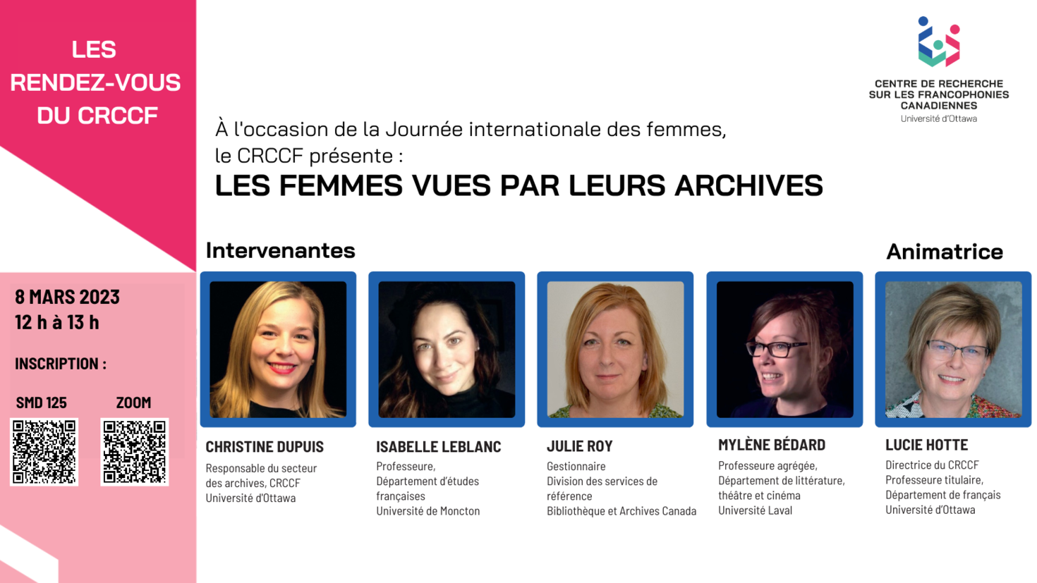 Affiche avec les portraits des intervenantes à la table ronde