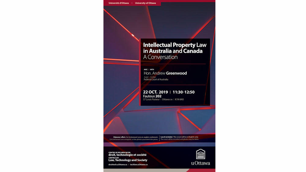 Poster for the event Intellectual Property Law in Australia and Canada